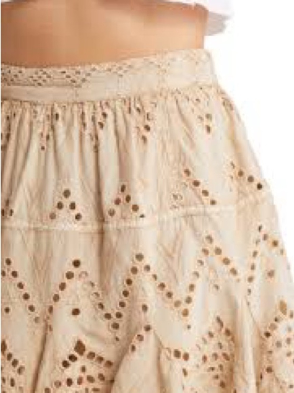 Free People Cream Eyelet Tiered A-Line Skort